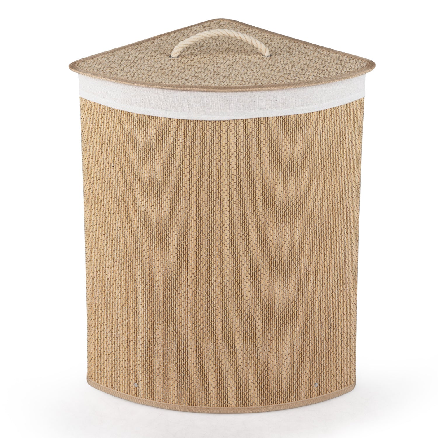 Black 15-gallon bamboo laundry hamper with removable liner, sturdy handles, and modern design for bathroom or laundry room use.