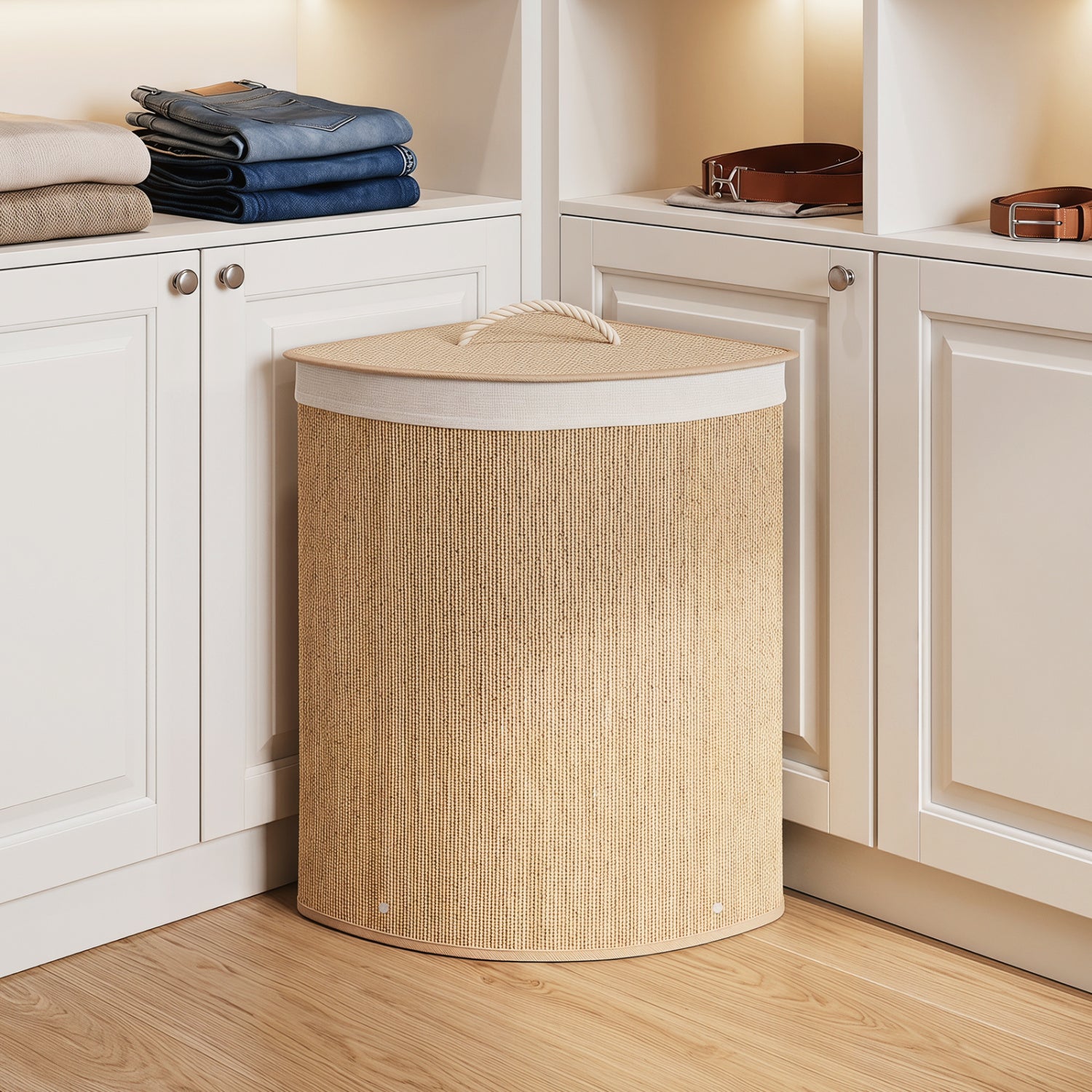 Black 15-gallon bamboo laundry hamper with removable liner, stylish and spacious for bathroom laundry storage.