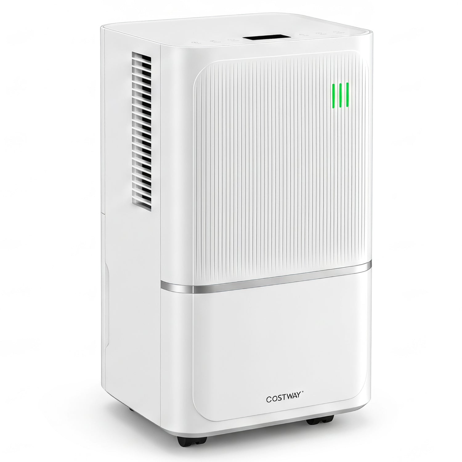 White 15 L dehumidifier from Wilsons Home Store with drain hose and intelligent control for 2500 sq ft home climate management.