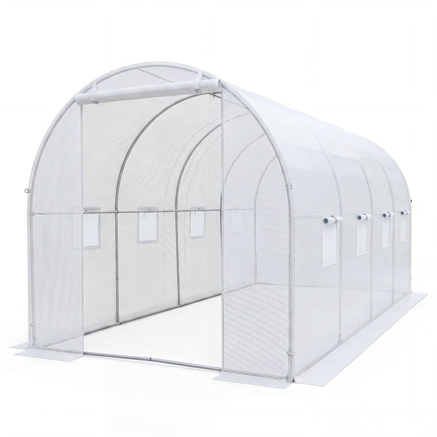 Large 15x7x7 ft green walk-in outdoor greenhouse by Wilsons Home Store, ideal for garden cultivation and plant protection.