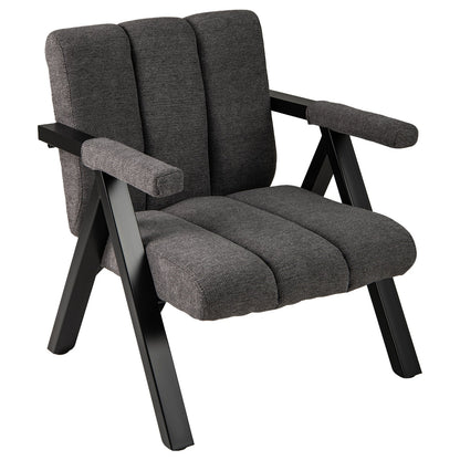 Oversized Accent Chair with Metal Frame and Armrests-Beige