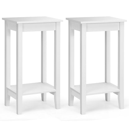 Set of 2 Versatile 2-Tier End Table with Storage Shelf-Black