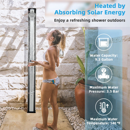 7.2 Feet 9.3 Gallon Solar Heated Shower with Adjustable Head and Foot Tap