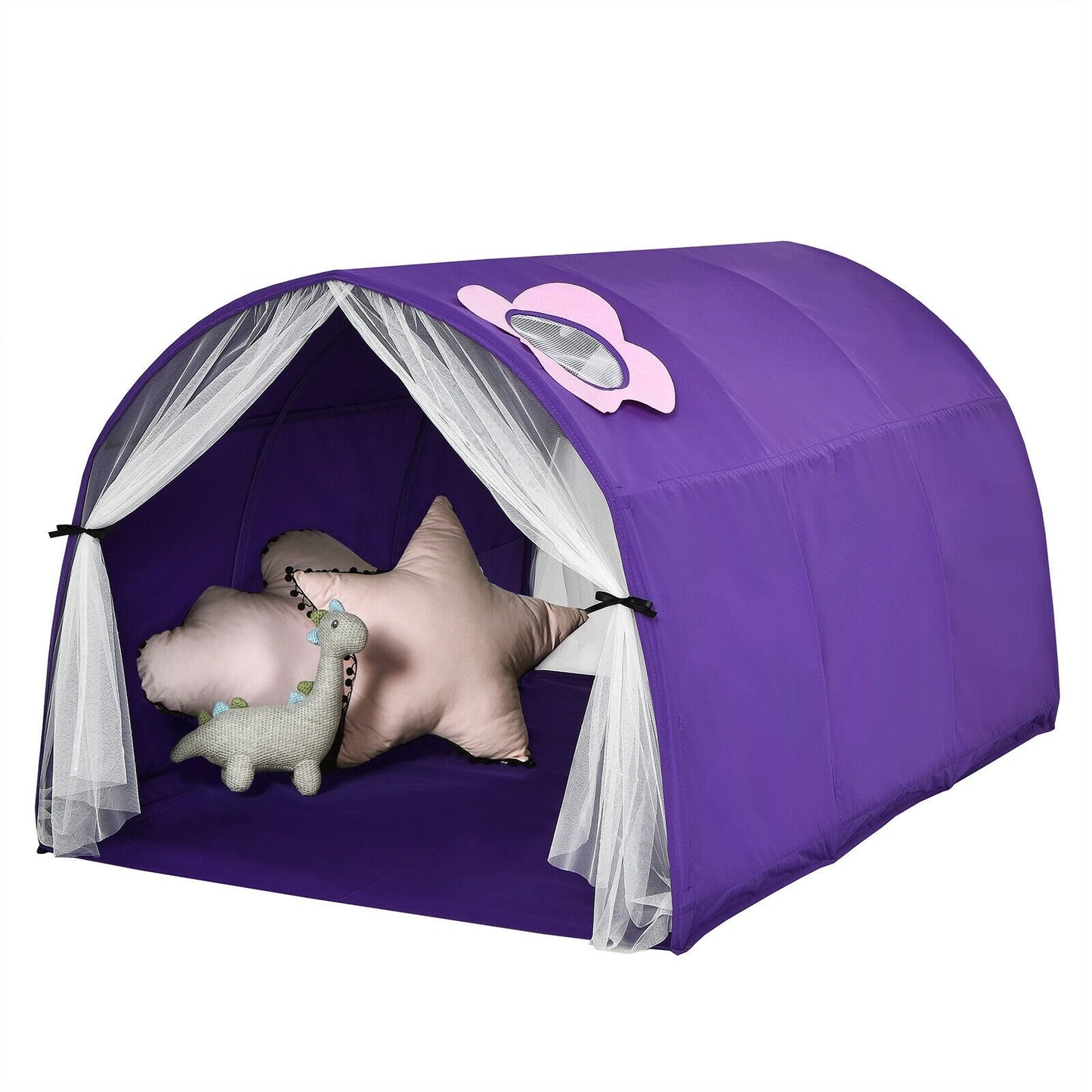 Kids Galaxy Starry Sky Dream Portable Play Tent with Double Net Curtain-Pink