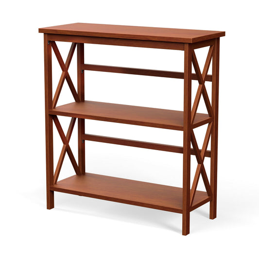 3-Tier Multi-Functional Storage Shelf Units Wooden Open Bookcase and Bookshelf-Natural