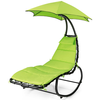 Hammock Swing Lounger Chair with Shade Canopy-Green