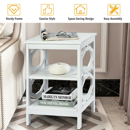 2 Pieces 3-tier Nightstand Sofa Side End Accent Table Storage Display Shelf-Black