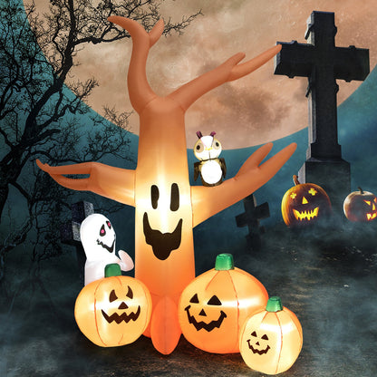 8-foot Halloween inflatable dead tree with LED lights, spooky outdoor holiday decor by Wilsons Home Store