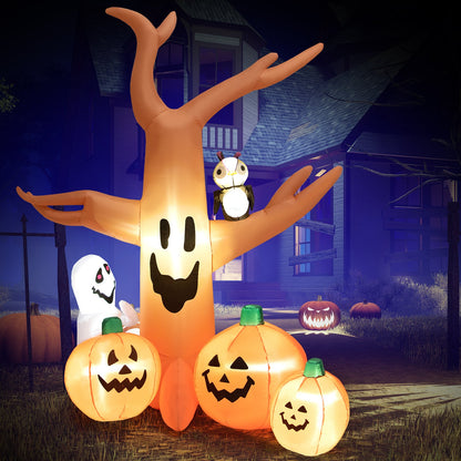 8-foot Halloween inflatable dead tree with LED lights, spooky holiday outdoor decor by Wilsons Home Store
