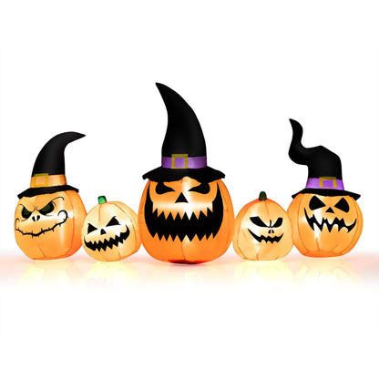 Inflatable 8-foot pumpkin family Halloween yard decoration with waterproof design and LED lights, by Direct by Wilsons Home Store.