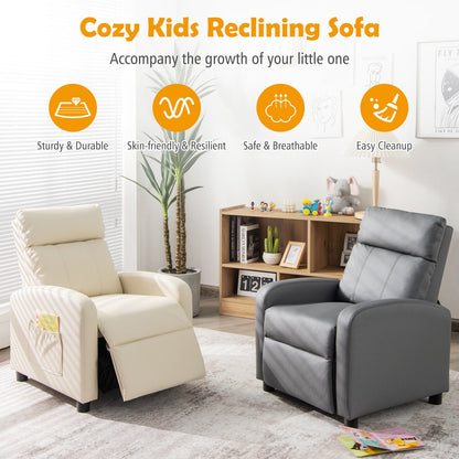 Ergonomic PU Leather Kids Recliner Lounge Sofa for 3-12 Age Group-Black