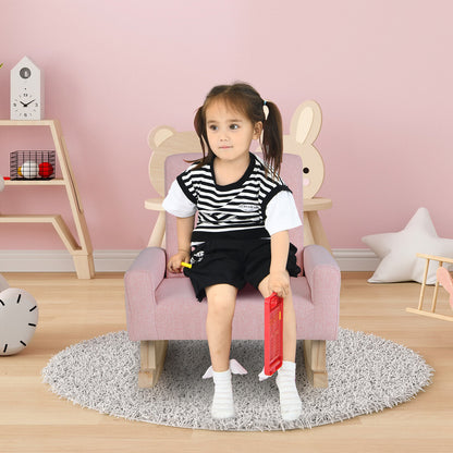 Kids Rocking Chair with Solid Wood Legs-Pink