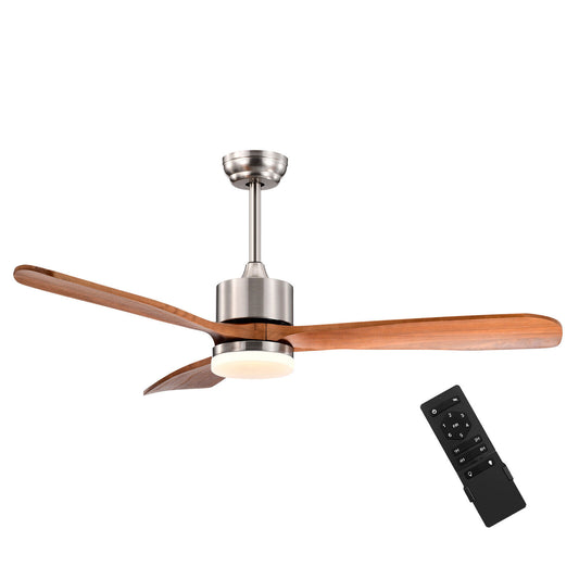 52 Inch Reversible Ceiling Fan with LED Light and Adjustable Temperature-Silver