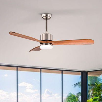 52 Inch Reversible Ceiling Fan with LED Light and Adjustable Temperature-Brown