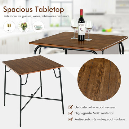 5 Pieces Bar Table Set with 4 Counter Height Backless Stools-Rustic Brown