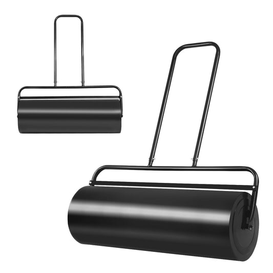 36 x 12 Inch Tow Lawn Roller Water Filled Metal Push Roller-Black