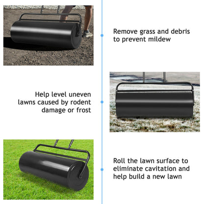 36 x 12 Inch Tow Lawn Roller Water Filled Metal Push Roller-Black