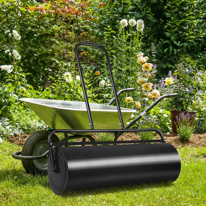 36 x 12 Inch Tow Lawn Roller Water Filled Metal Push Roller-Black