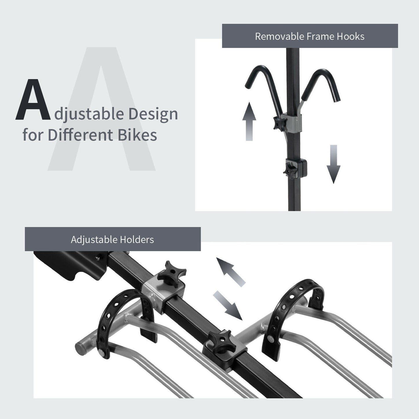 2-Bike Hitch Mount Bike Rack for 1-1/4 Inch or 2 Inch Receiver-Black