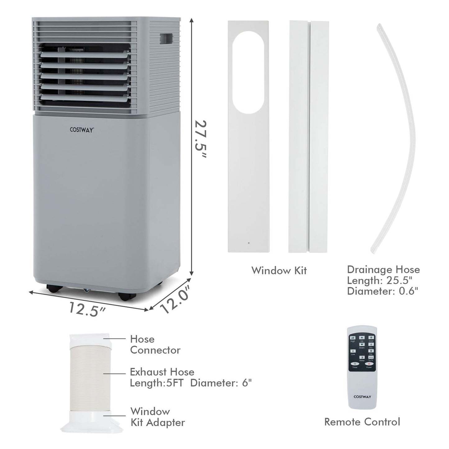 8000 BTU 3-in-1 Air Cooler with Dehumidifier and Fan Mode-Gray