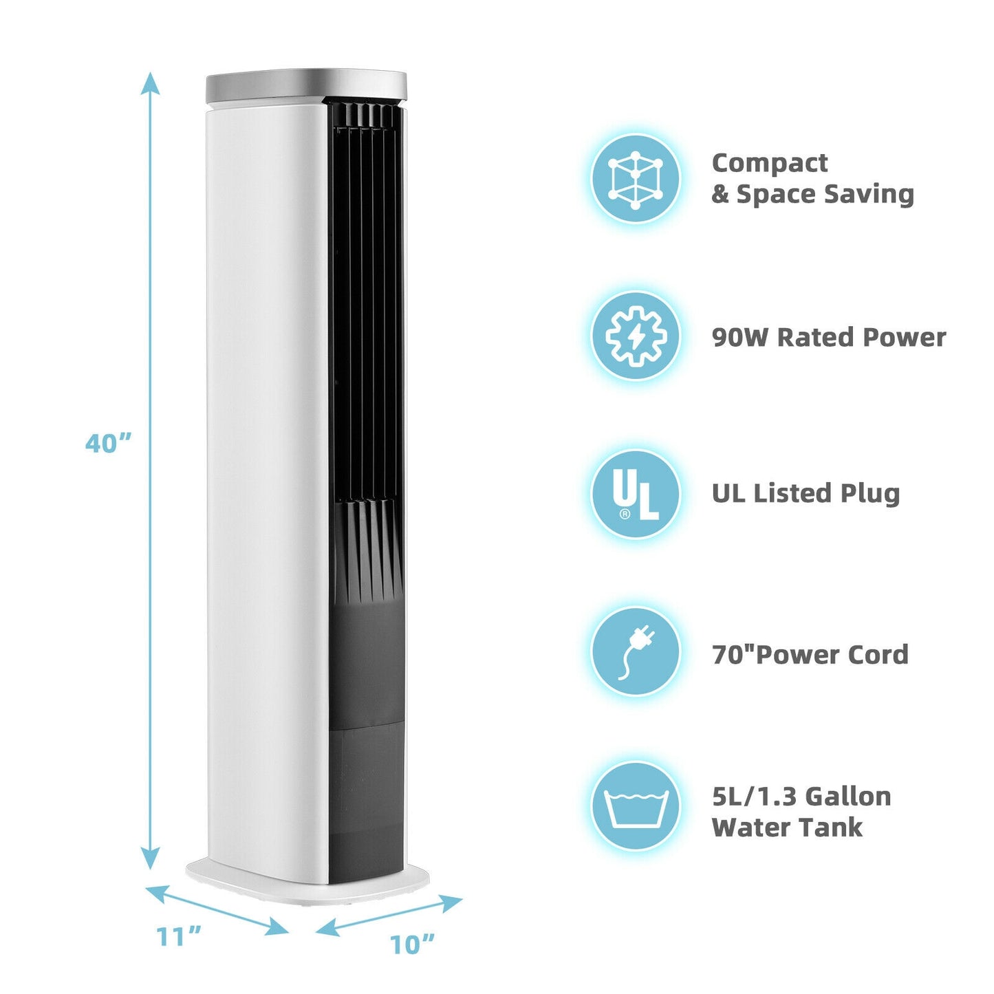 3-In-1 Portable Evaporative Air Cooler with Timer-White