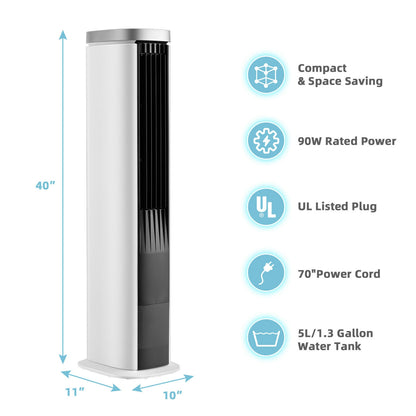 3-In-1 Portable Evaporative Air Cooler with Timer-White