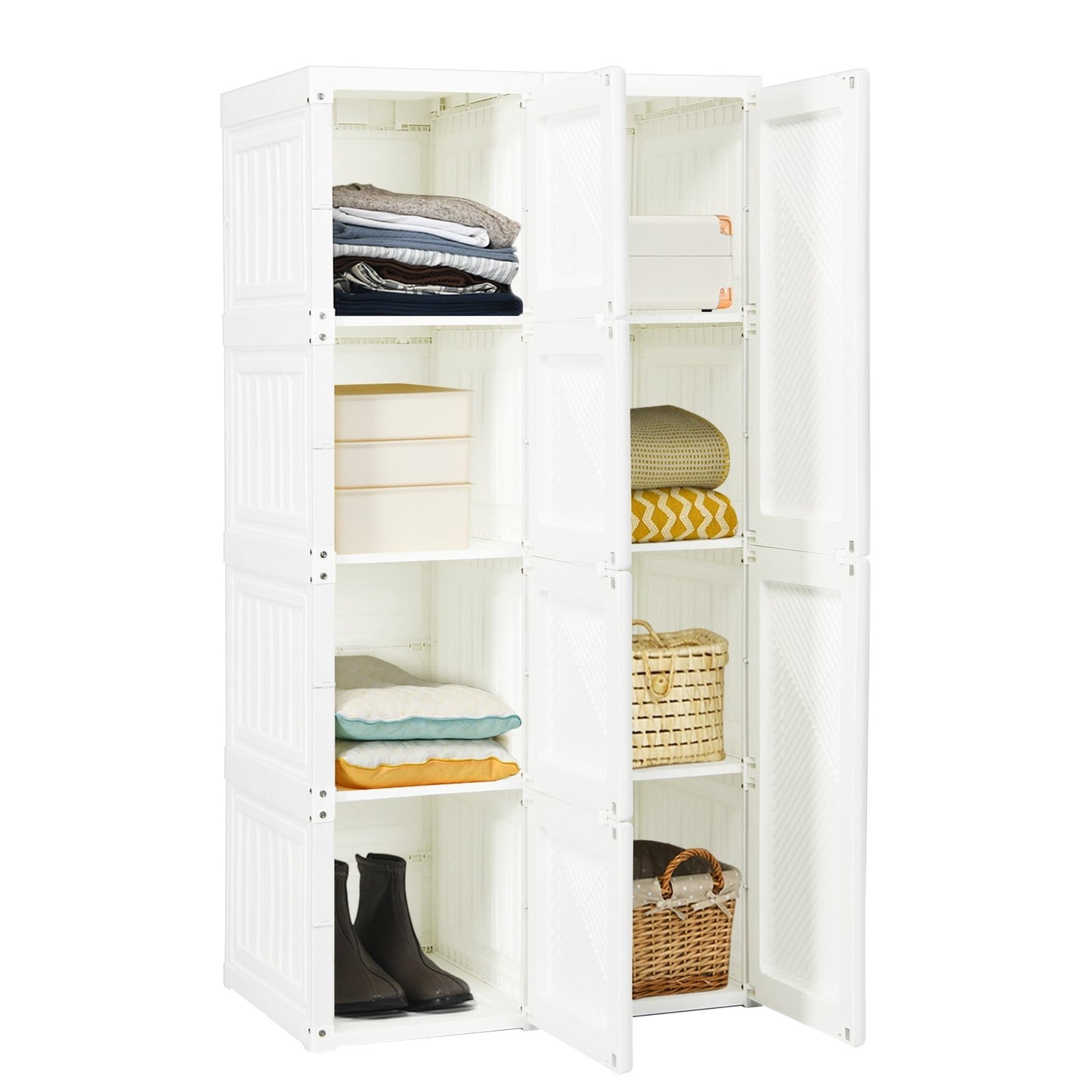 Foldable Armoire Wardrobe Closet with 8 Cubby Storage