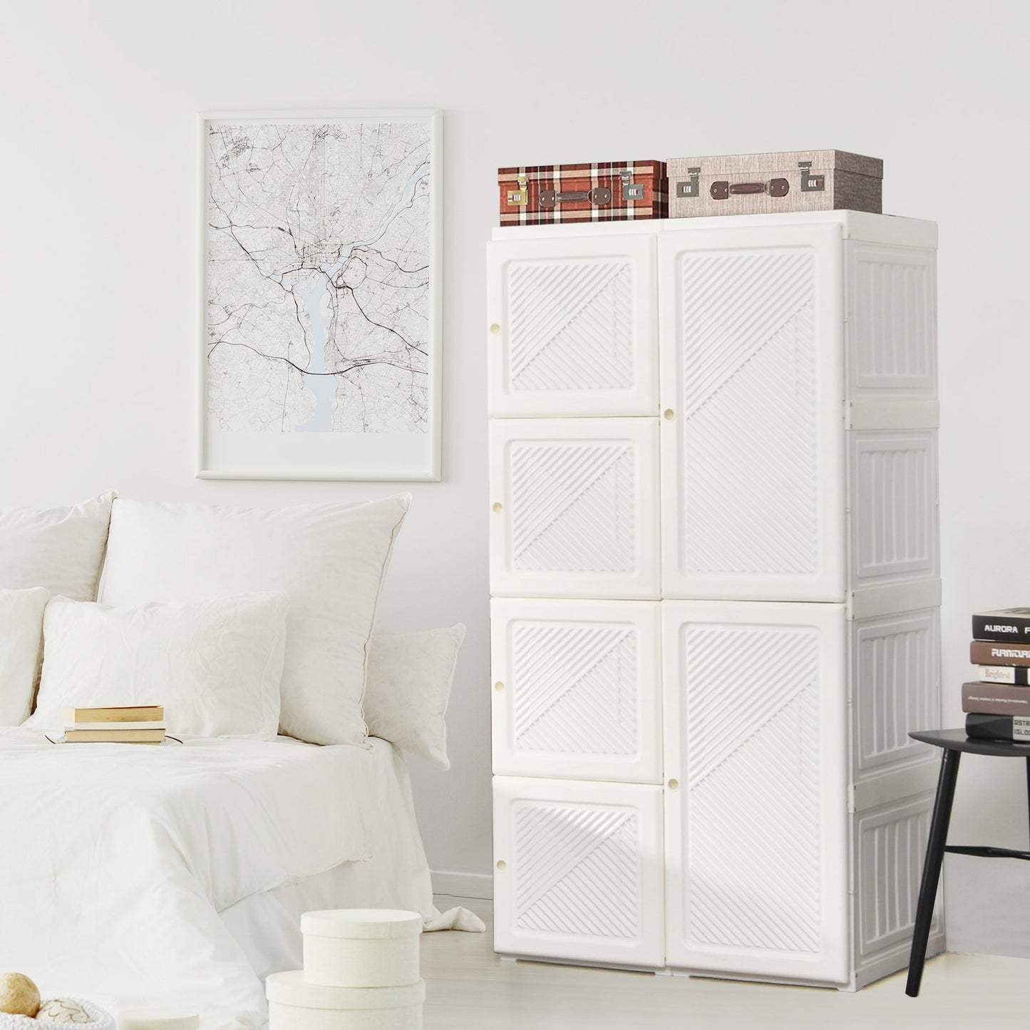 Foldable Armoire Wardrobe Closet with 8 Cubby Storage