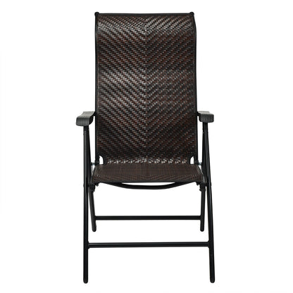Patio Rattan Folding Chair with Armrest