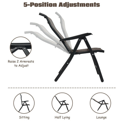 Patio Rattan Folding Chair with Armrest