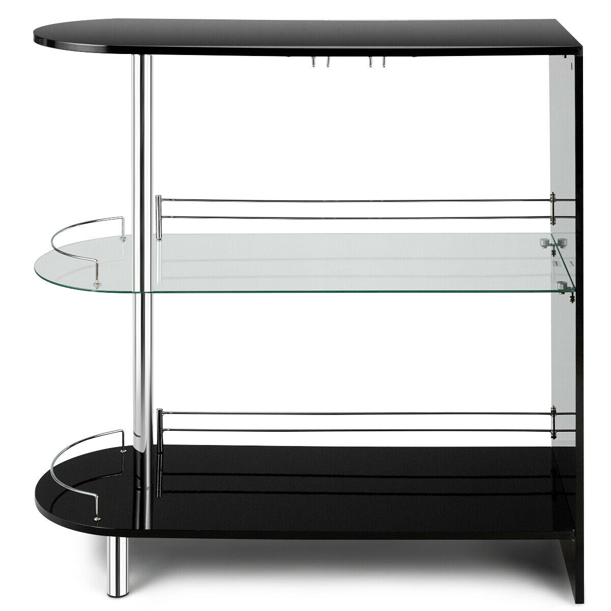 2-holder Bar Table with Tempered Glass Shelf