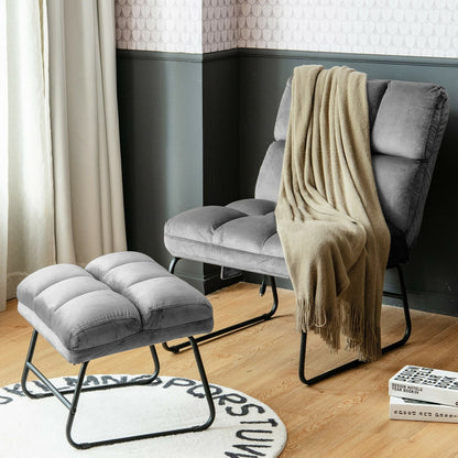 Massage Chair Velvet Accent Sofa Chair with Ottoman and Remote Control-Brown