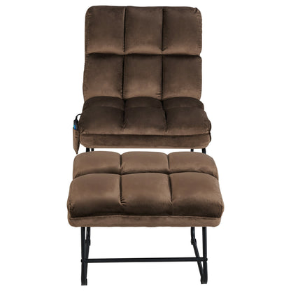 Massage Chair Velvet Accent Sofa Chair with Ottoman and Remote Control-Brown