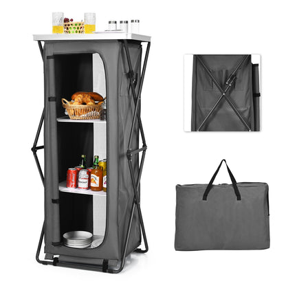 Folding Pop-Up Cupboard Compact Camping Storage Cabinet with Bag-L