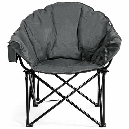 Folding Camping Moon Padded Chair with Carrying Bag-Black