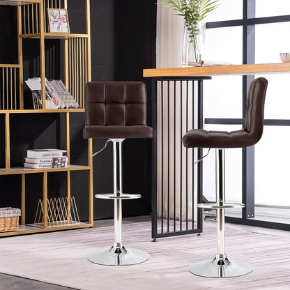 Adjustable Swivel Bar Stool with PU Leather-Black