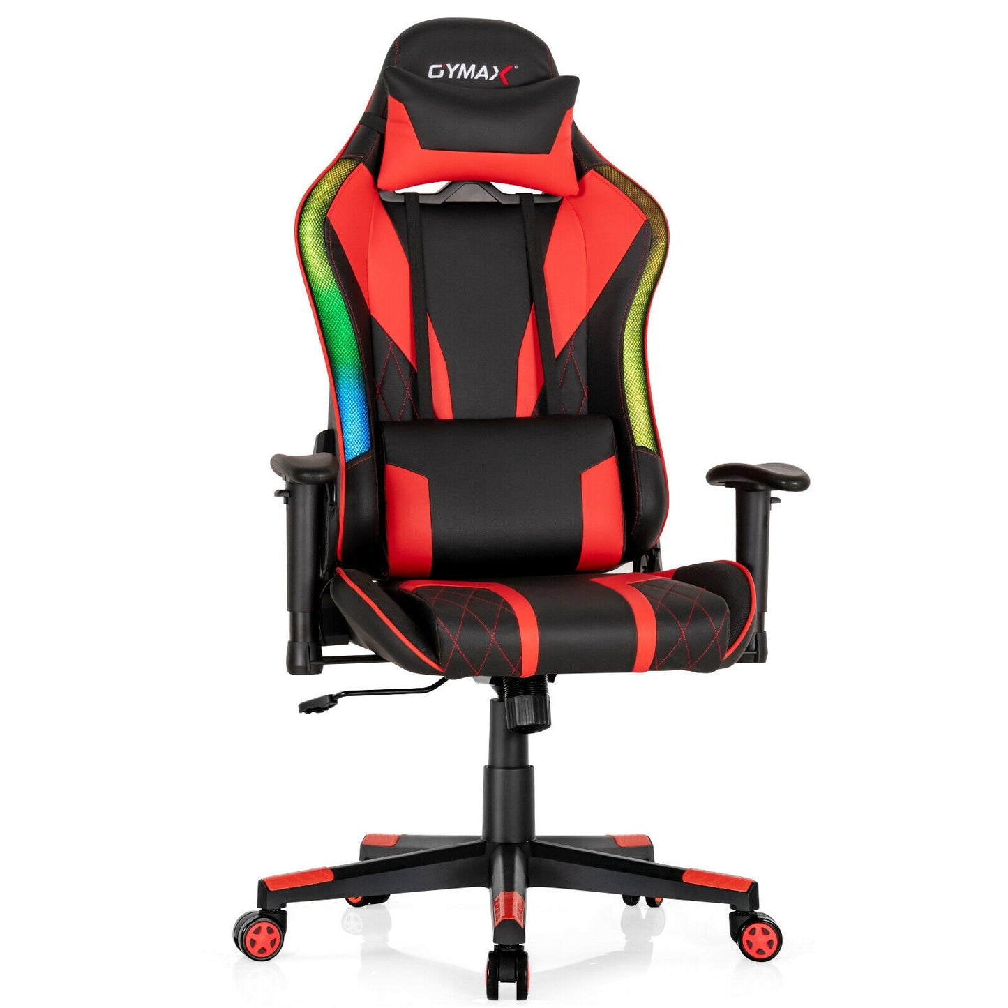Gaming Chair Adjustable Swivel Computer Chair with Dynamic LED Lights-Red