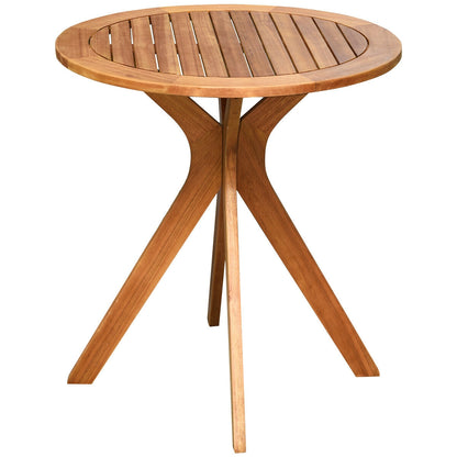 27 Inch Outdoor Round Solid Wood Coffee Side Bistro Table