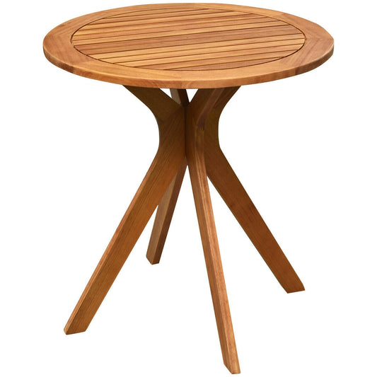 27 Inch Outdoor Round Solid Wood Coffee Side Bistro Table