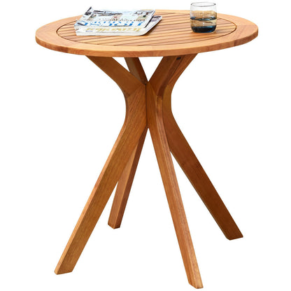 27 Inch Outdoor Round Solid Wood Coffee Side Bistro Table