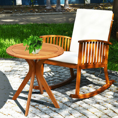 27 Inch Outdoor Round Solid Wood Coffee Side Bistro Table