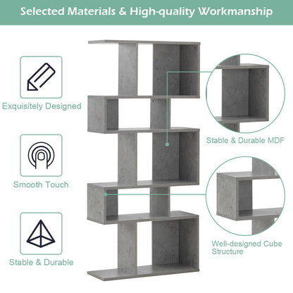 5 Cubes Ladder Shelf Corner Bookshelf Display Rack Bookcase-Gray