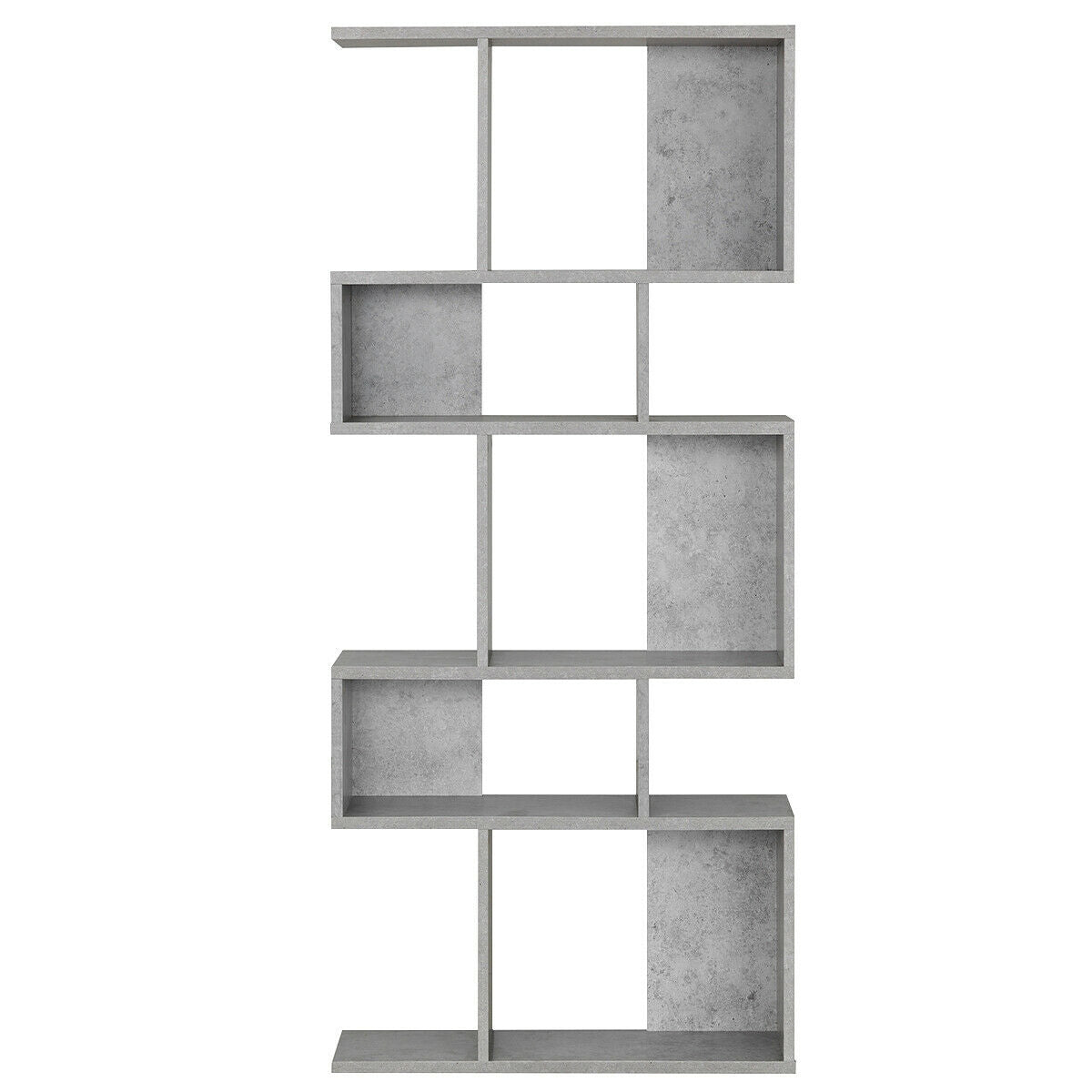 5 Cubes Ladder Shelf Corner Bookshelf Display Rack Bookcase-Gray