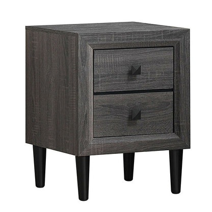 Multipurpose Retro Bedside Nightstand/ End Table with 2 Drawers-Black
