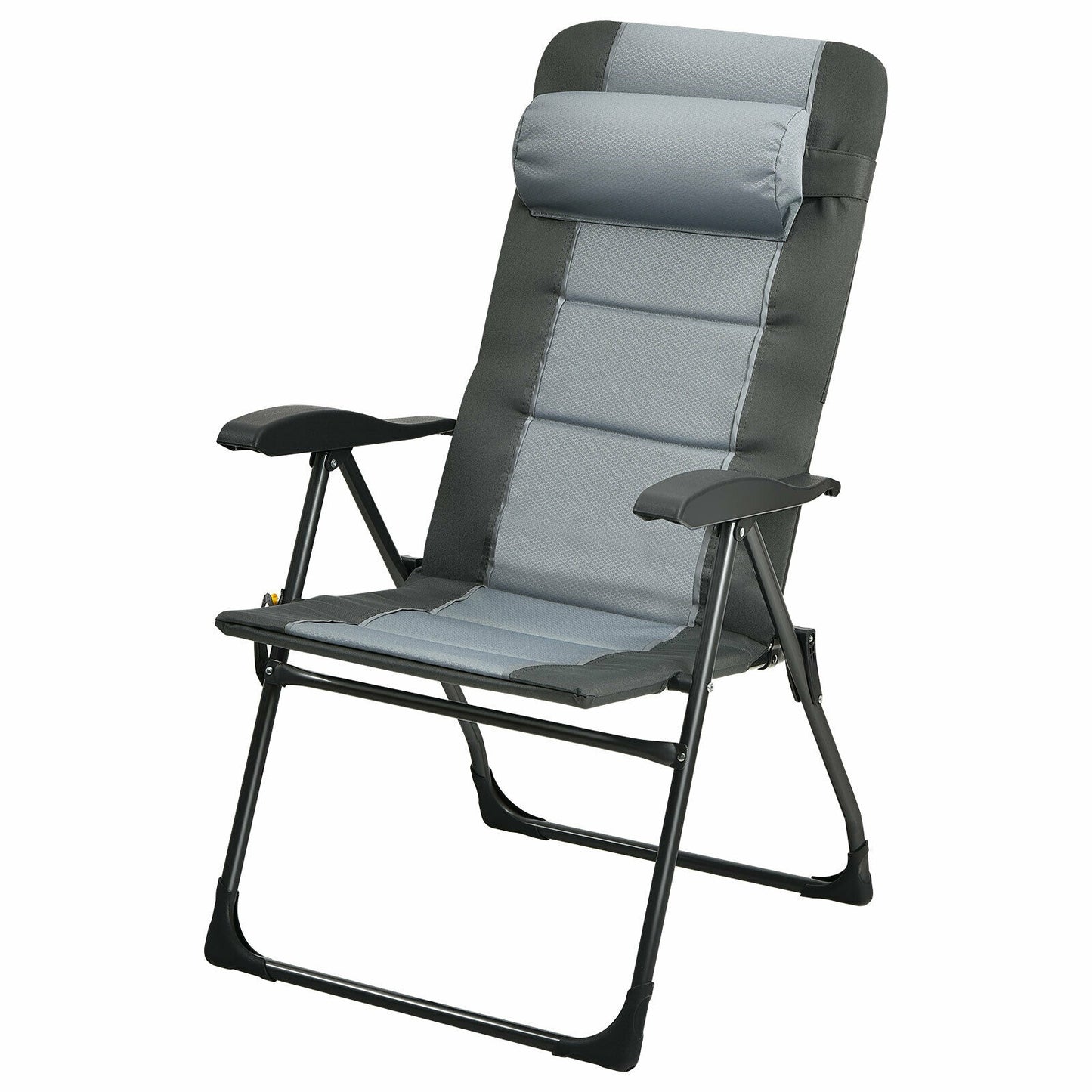 Set of 2 Patiojoy Patio Folding Dining Chair with Ottoman Set Recliner Adjustable-Gray