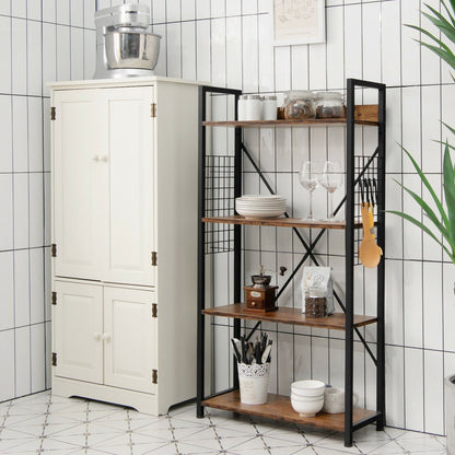 4 -Tier Industrial Open Storage Bookshelf-Rustic Brown