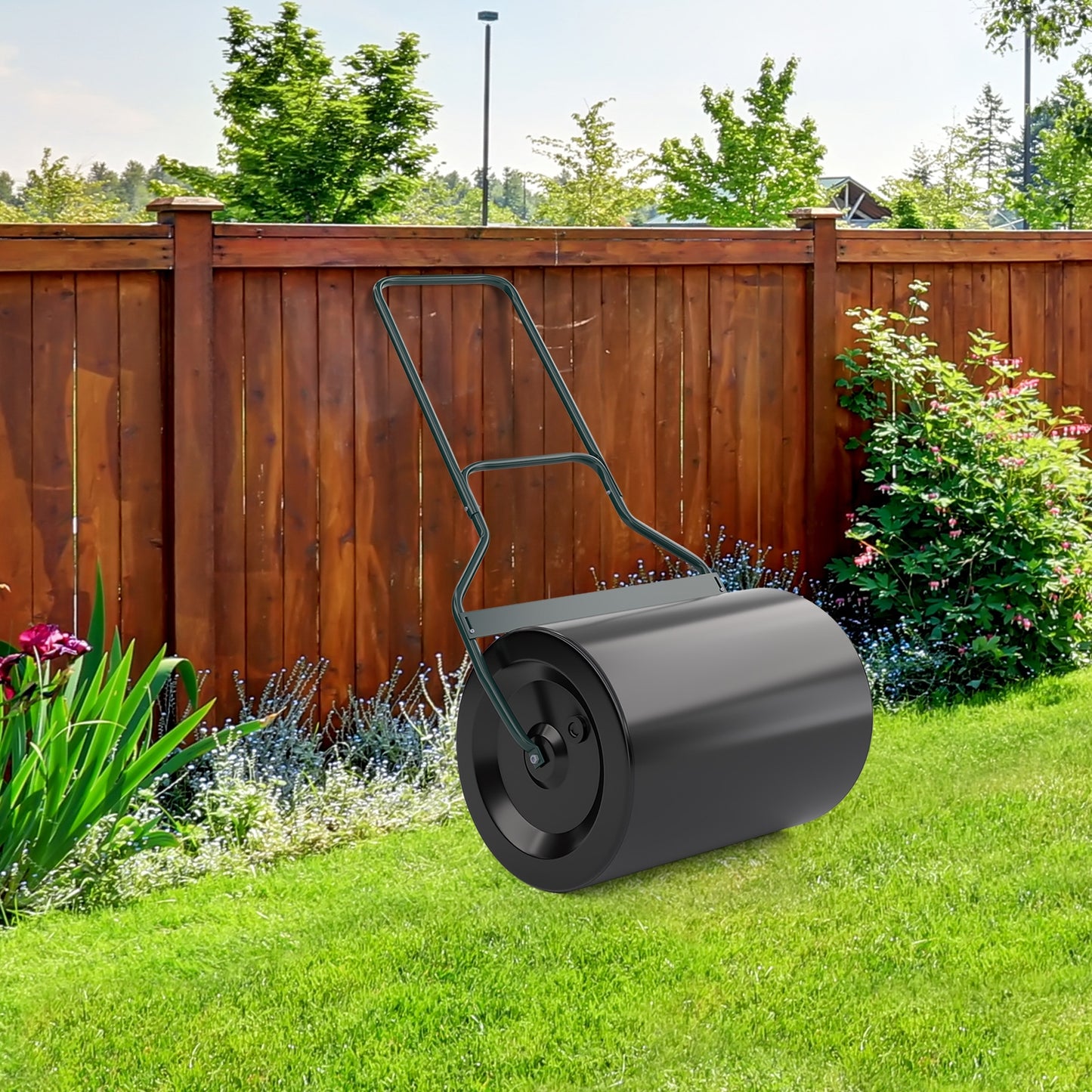 Lawn Roller with U-Shaped Handle for Garden Backyard
