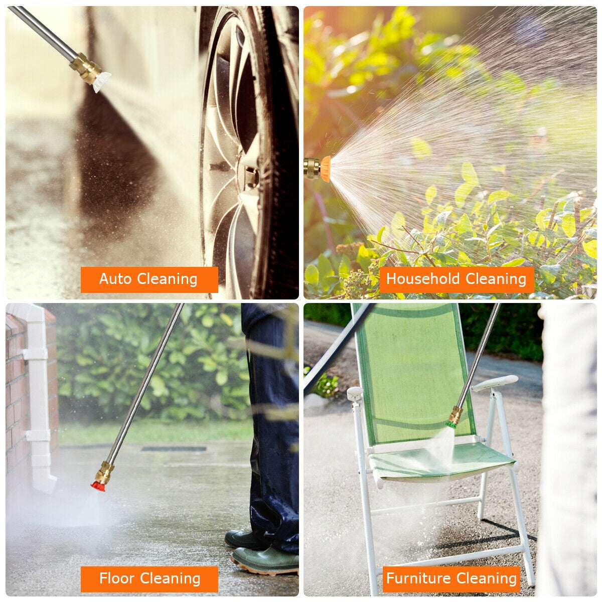 3500PSI Electric High Power Pressure Washer for Car Fence Patio Garden Cleaning-Orange