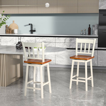 24.5 Inches Set of 2 Swivel Bar Stools with 360° Swiveling-Black