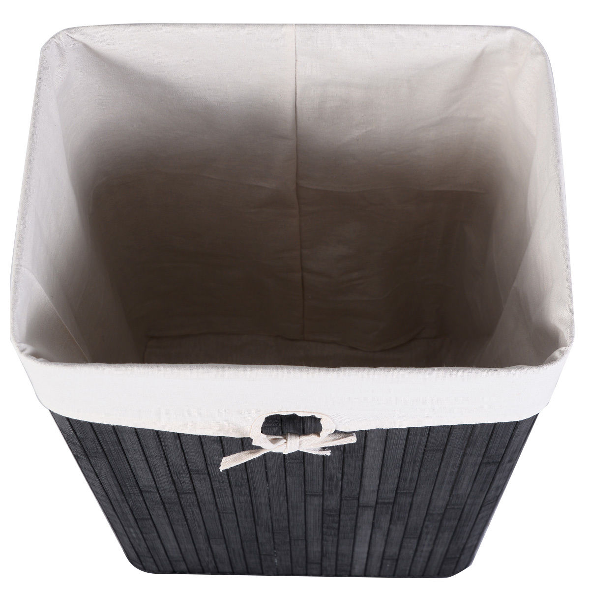 Rectangle Bamboo Hamper Laundry Basket Washing Cloth Bin Storage Bag Lid 3 color-Black